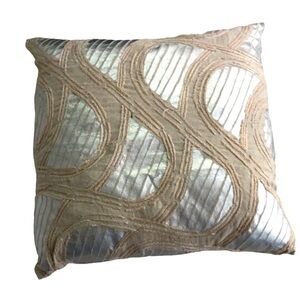 John Robshaw Silver white all embroidered Linen square pillow cover  18"…